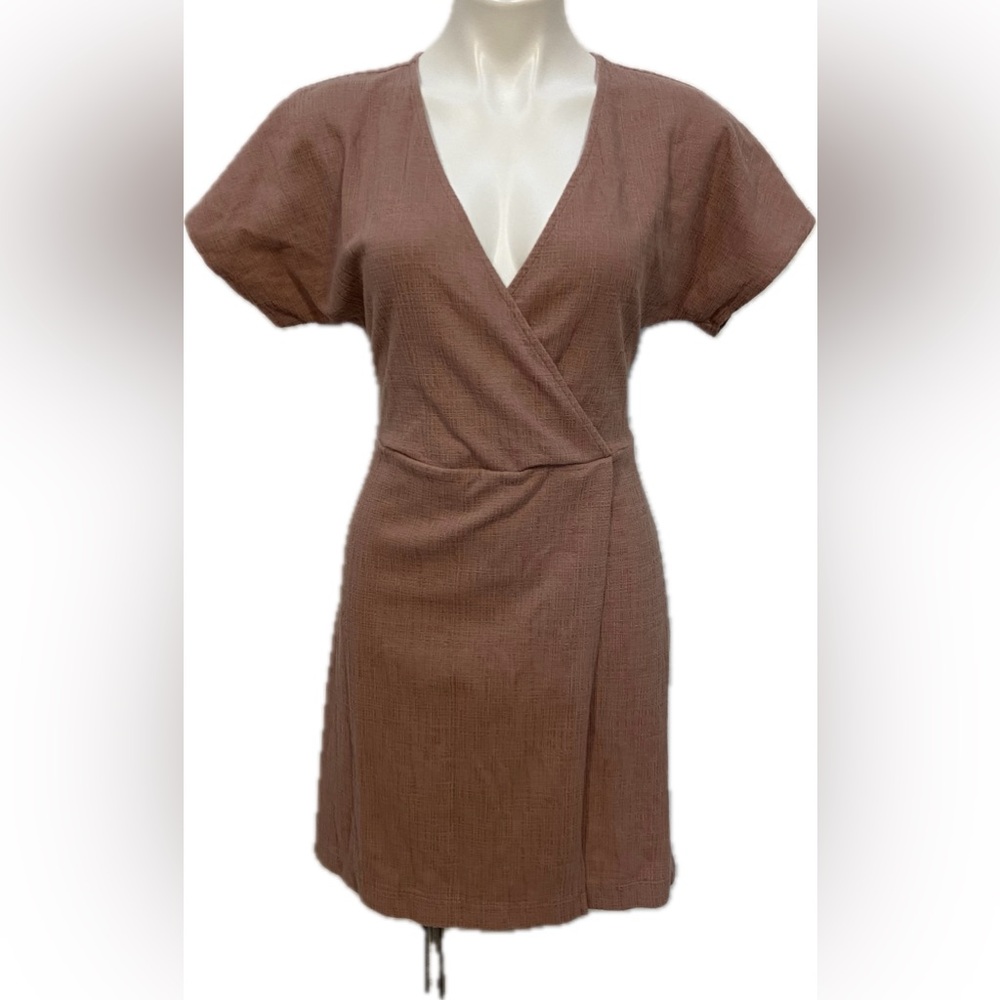 Madewell Mauve Cross Front Wrap Flutter Sleeve Li… - image 1